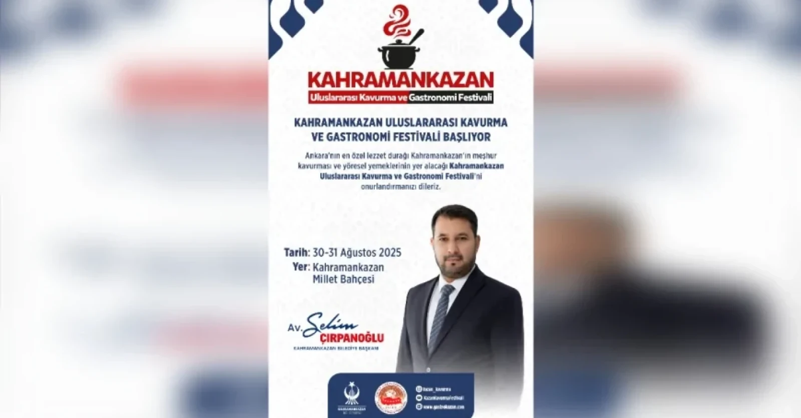 BAŞKENT POSTASI- KAHRAMANKAZAN’DA ULUSLARARASI KAVURMA VE GASTRONOMİ FESTİVALİ 30 AĞUSTOS’TA BAŞLIYOR