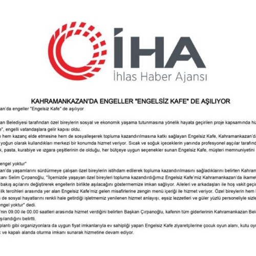 İHA- KAHRAMANKAZAN'DA ENGELLER ENGELSİZ KAFE'DE AŞILIYOR