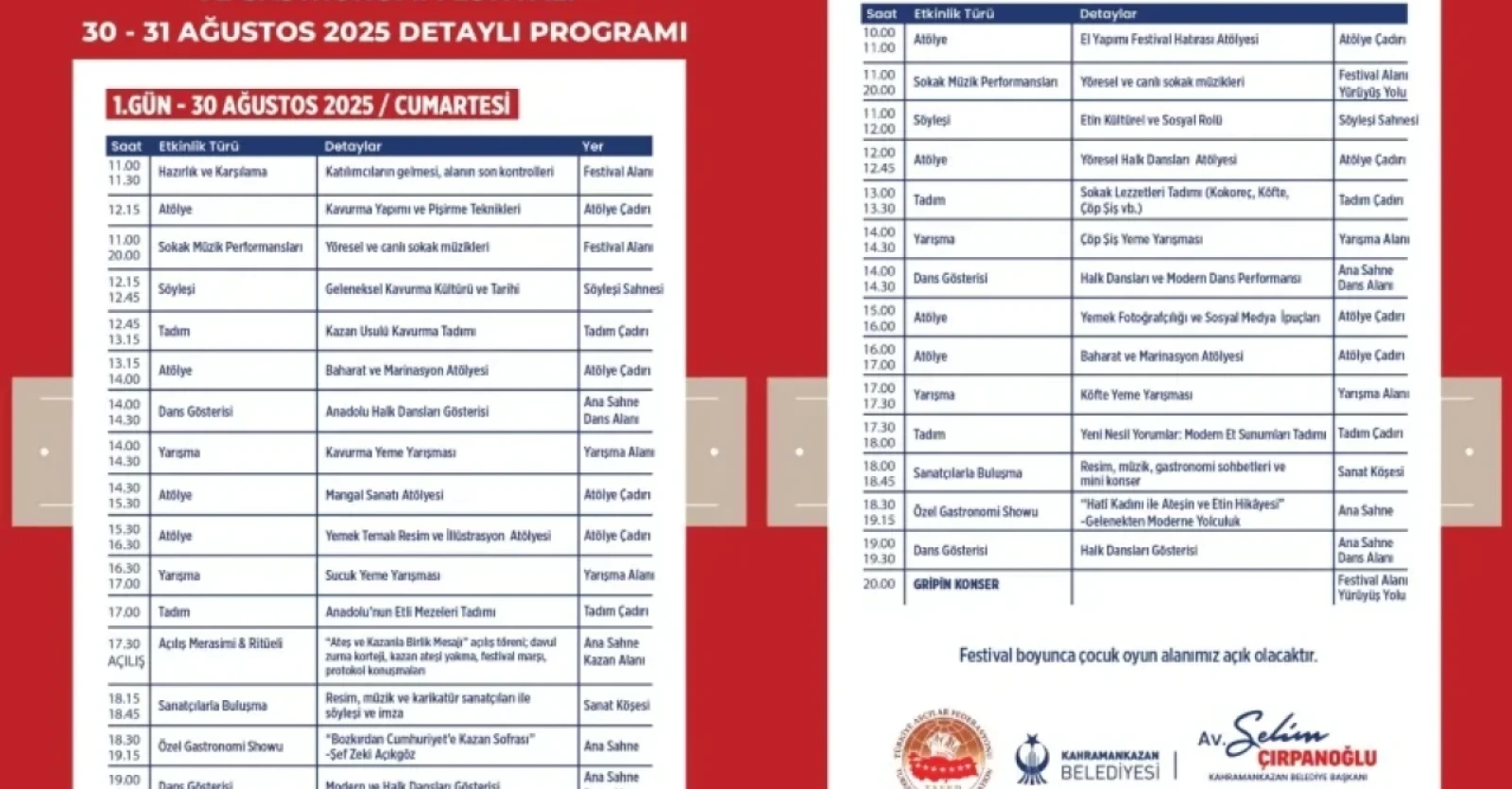 CUMHUR HABER AJANSI- KAHRAMANKAZAN’DA ULUSLARARASI KAVURMA VE GASTRONOMİ FESTİVALİ BAŞLIYOR, KONSERLER VE ETKİNLİKLERLE İKİ GÜN SÜRECEK ŞÖLEN